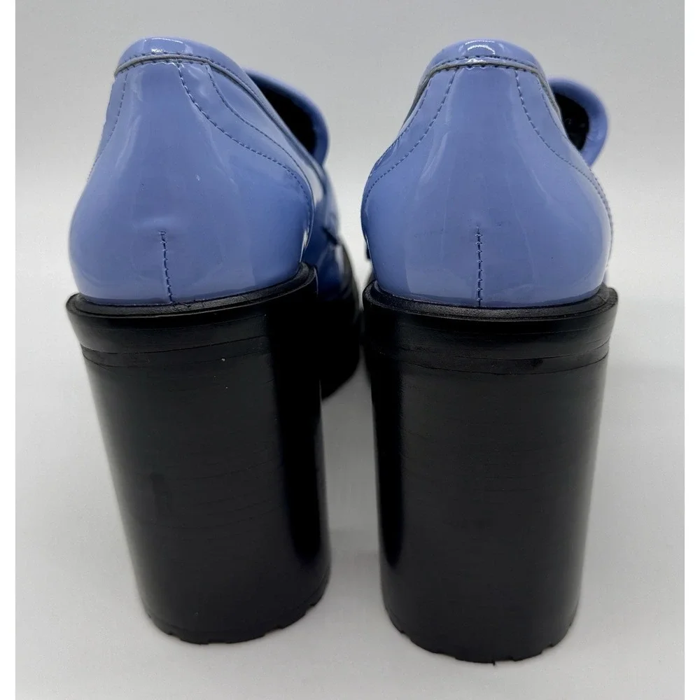 Gianni Bini Periwinkle Patent Vegan Leather Chunky Platform Loafers Y2K Goth 7.5